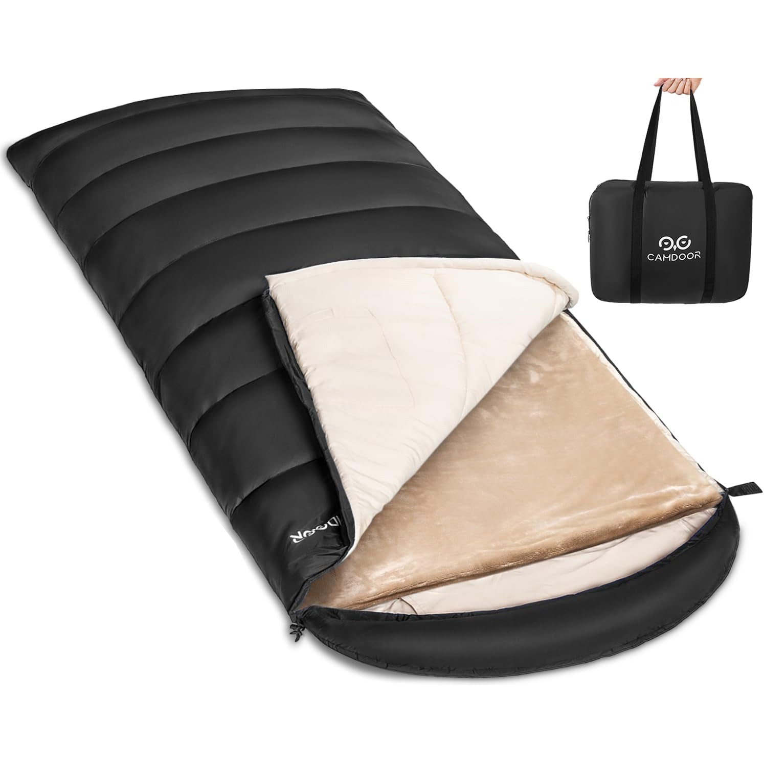 寝袋 もっちり温、人工ダウン シュラフ 封筒型、30秒收纳、-15℃~20℃耐寒【送料無料・1年保証】