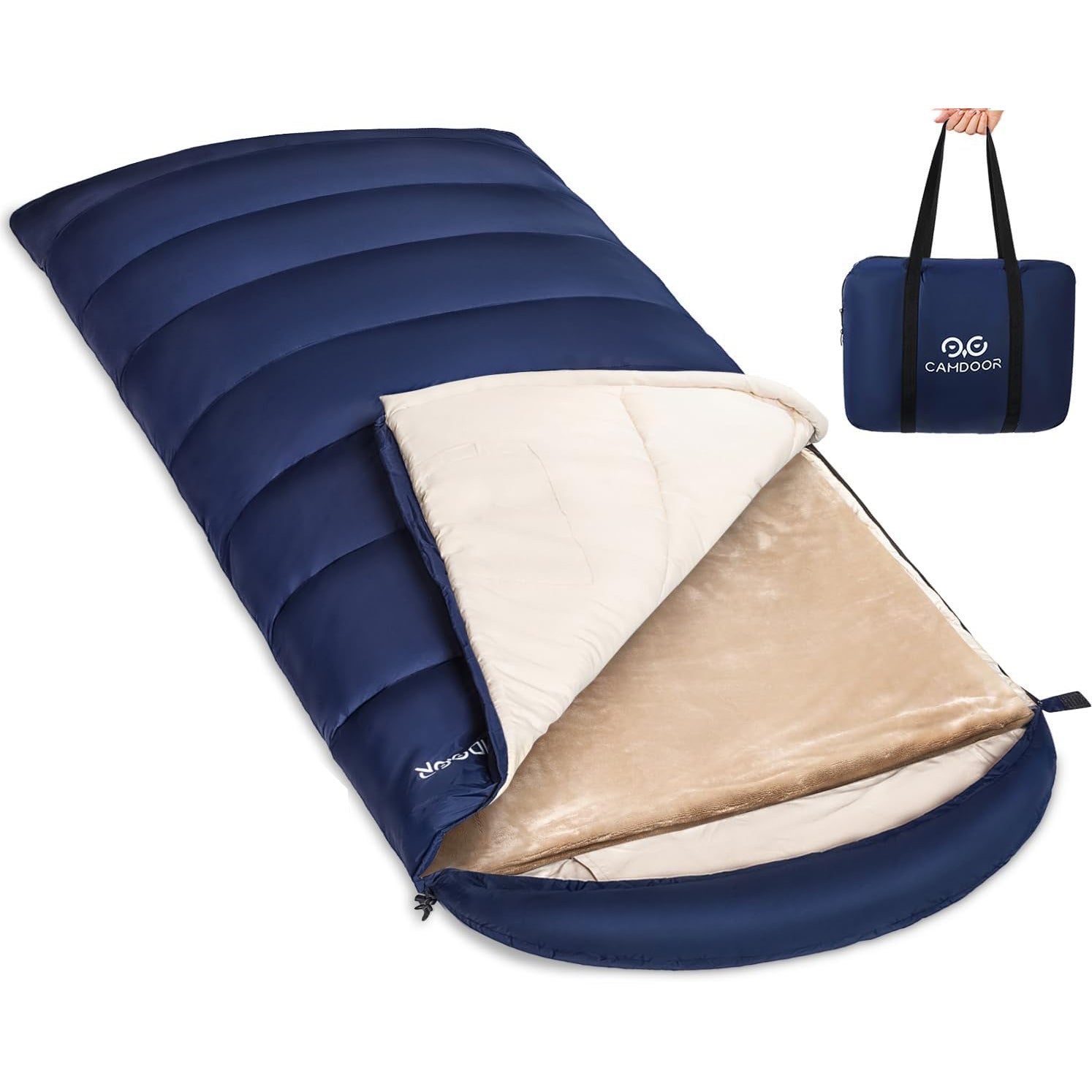 寝袋 もっちり温、人工ダウン シュラフ 封筒型、30秒收纳、-15℃~20℃耐寒【送料無料・1年保証】