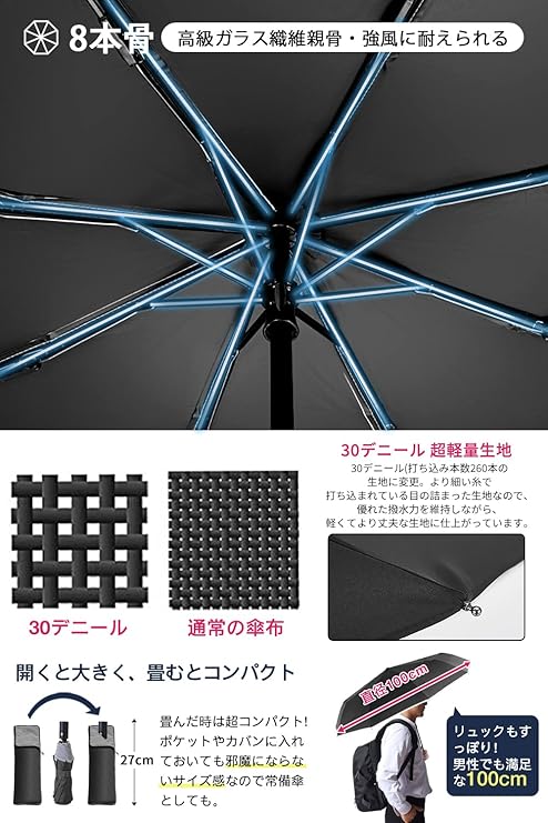 折りたたみ傘 ワンタッチ 自動開閉