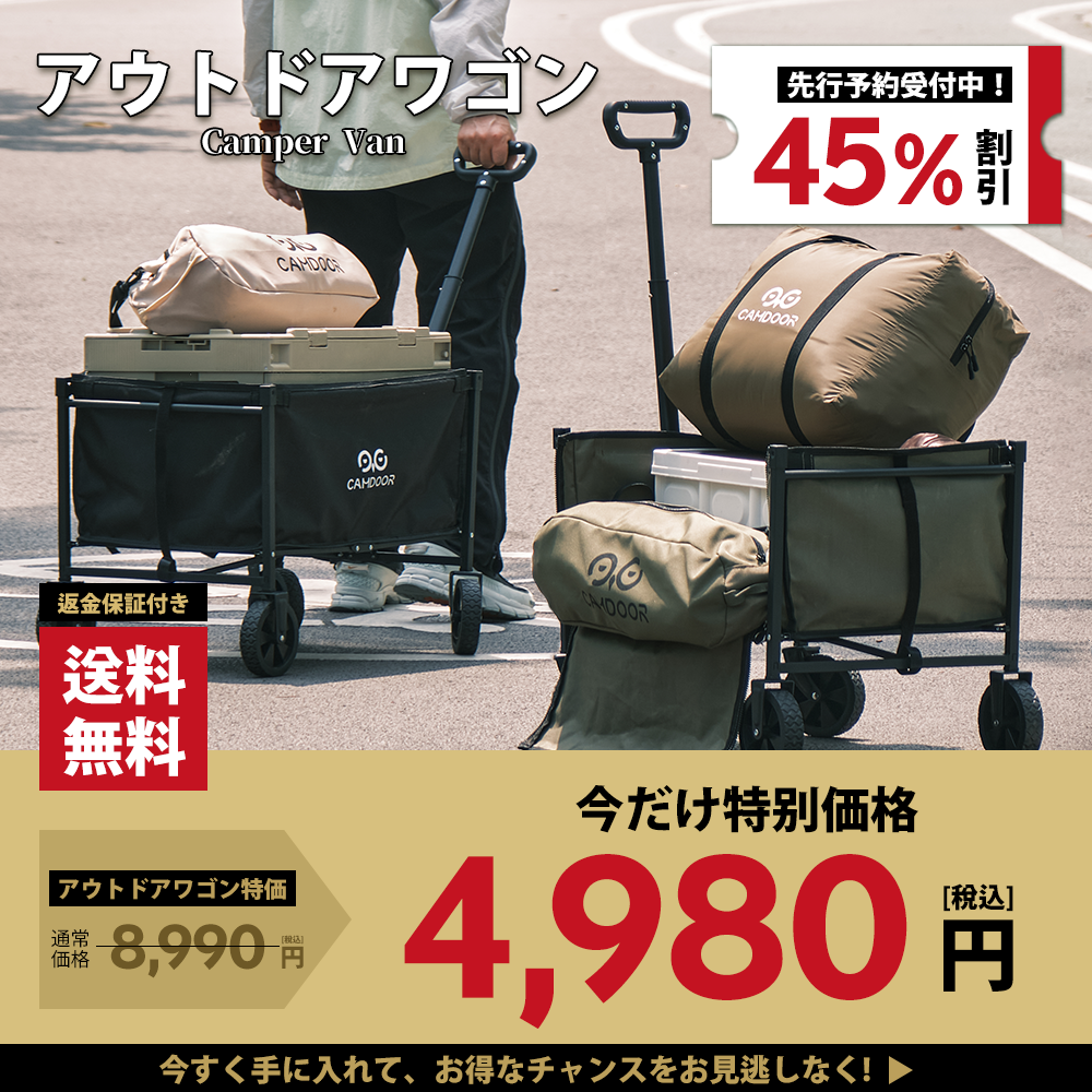 サイドが開ける キャリーワゴン キャリーカート コンパクト 耐荷重100kg 折りたたみ式【送料無料・1年保証】