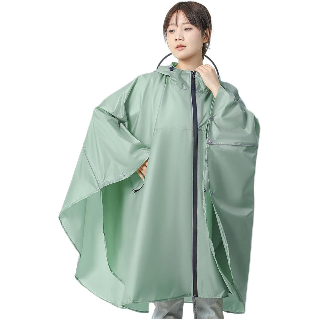 レインコート 自転車 取り外し可能なフード・超軽量・20秒収納