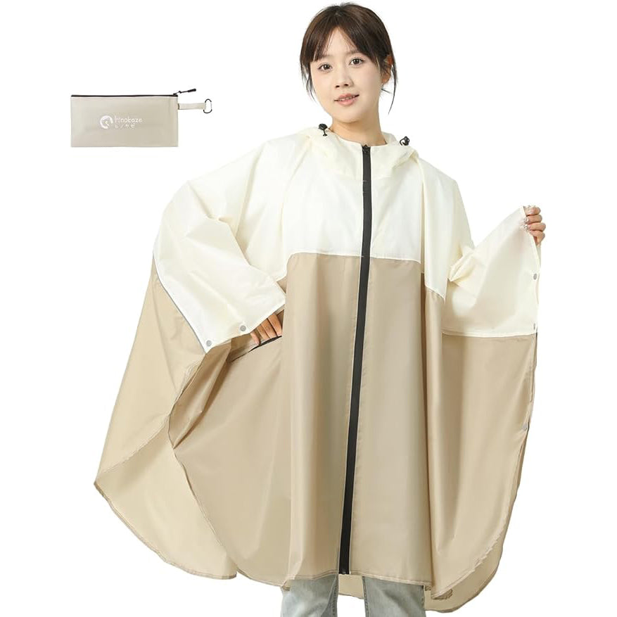 レインコート 自転車 取り外し可能なフード・超軽量・20秒収納