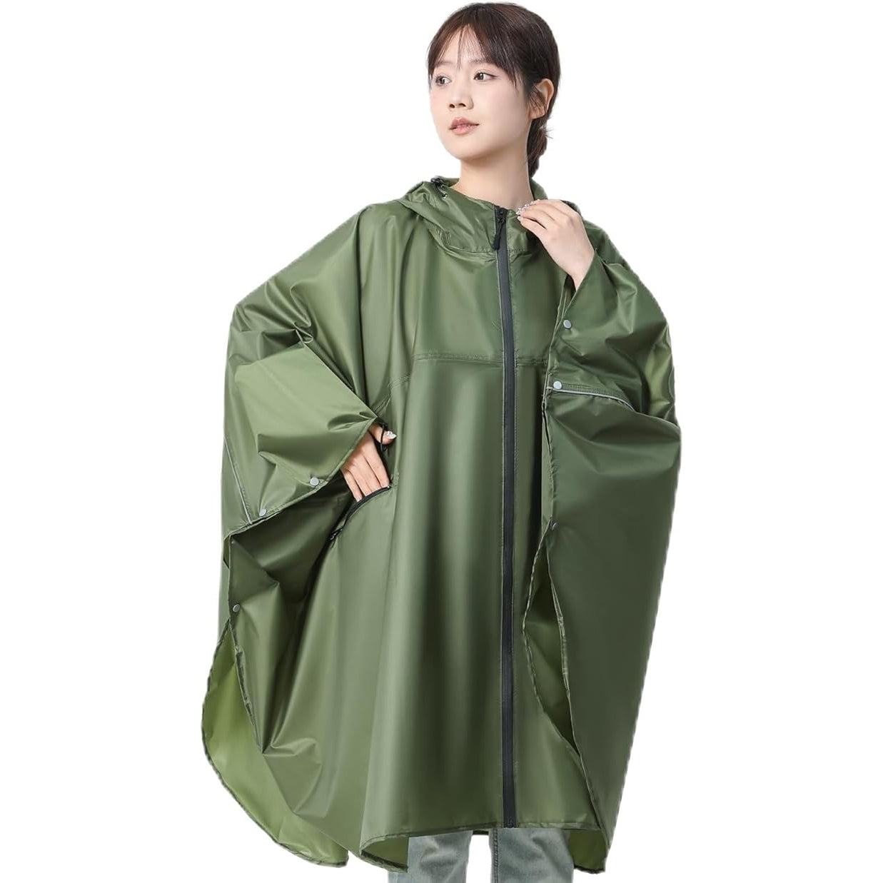 レインコート 自転車 取り外し可能なフード・超軽量・20秒収納