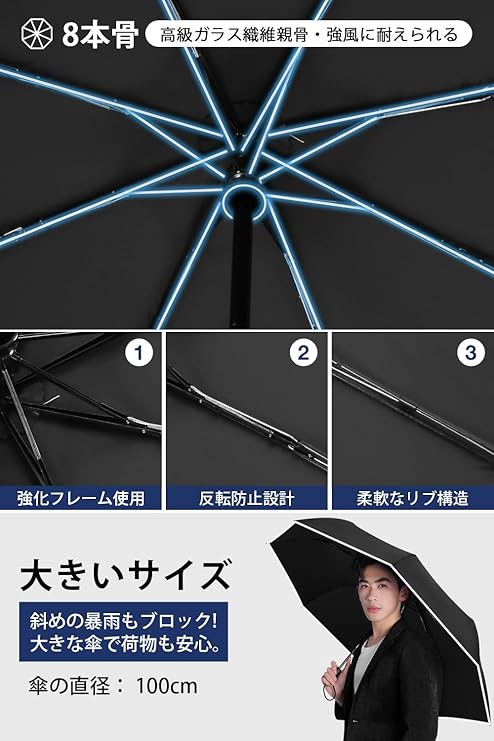 折りたたみ傘 ワンタッチ 自動開閉 メンズ