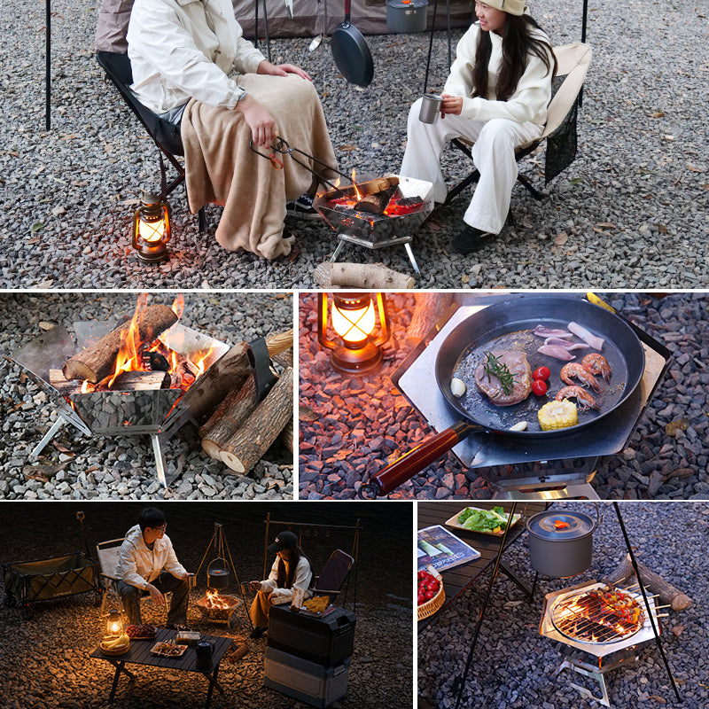 コンパクト焚き火台 折りたたみ式｜2〜4人用 BBQグリル
