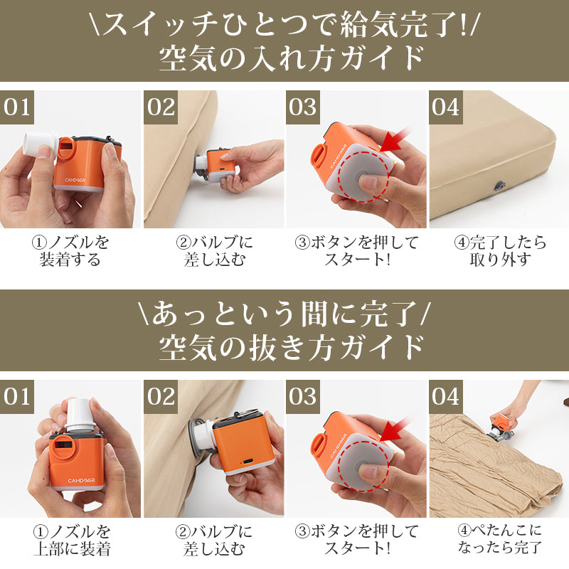 電動エアポンプ USB充電式 300L/分 超軽量 6ノズル LED搭載GIFT